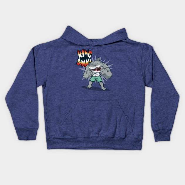 Summer Shark Superhero Villain 80's Cartoon Beach Parody Kids Hoodie by BoggsNicolas